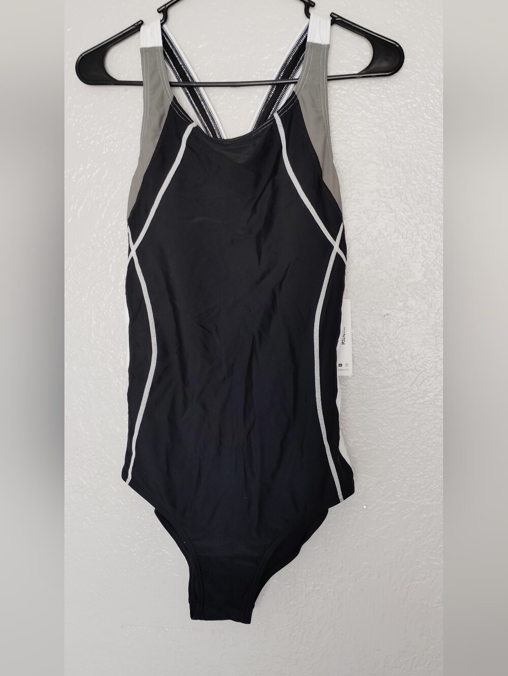 Attraco Athletic One Piece Swimsuit Colorblock Racerback UPF 50+ Size L.